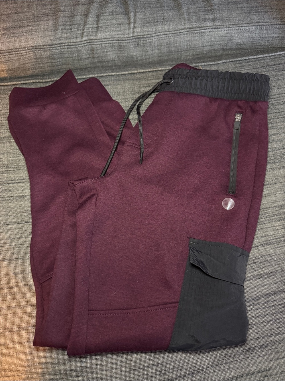 Aeropostale Burgundy Jogger Shorts with Black Accents